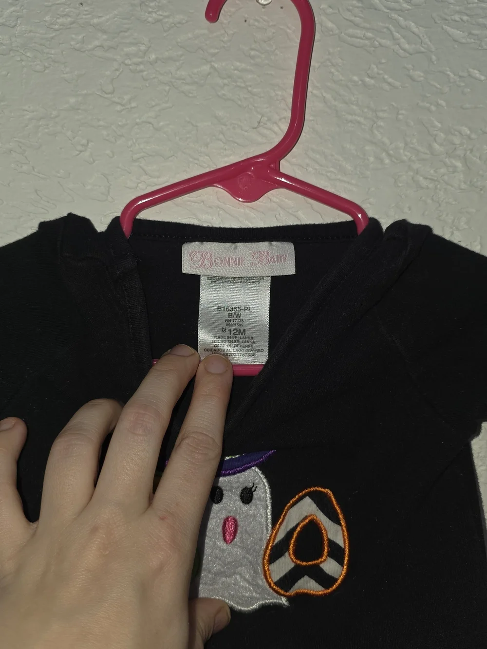 Bonnie Baby Black Ghost 'Boo' Halloween Tutu Dress with Pink & Orange Tulle 12 M